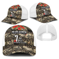 Pearl Harbor Remembrance Day Baseball Net Cap Memories of December 7 with Red Poppy Lei LT03 - Polynesian Pride