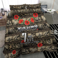 Pearl Harbor Remembrance Day Bedding Set Memories of December 7 with Red Poppy Lei LT03 - Polynesian Pride