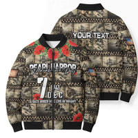 Pearl Harbor Remembrance Day Personalized Bomber Puffer Jacket Memories of December 7 with Red Poppy Lei LT03 - Polynesian Pride