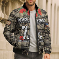 Pearl Harbor Remembrance Day Personalized Bomber Puffer Jacket Memories of December 7 with Red Poppy Lei LT03 - Polynesian Pride