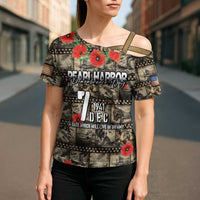 Pearl Harbor Remembrance Day Personalized Cross Shoulder Shirt Memories of December 7 with Red Poppy Lei LT03 - Polynesian Pride