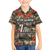 Pearl Harbor Remembrance Day Personalized Family Matching Short Sleeve Bodycon Dress and Hawaiian Shirt Memories of December 7 with Red Poppy Lei - Polynesian Pride