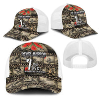 Pearl Harbor Remembrance Day Mesh Trucker Cap Memories of December 7 with Red Poppy Lei LT03 - Polynesian Pride