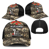 Pearl Harbor Remembrance Day Mesh Trucker Cap Memories of December 7 with Red Poppy Lei LT03 - Polynesian Pride