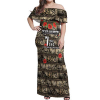Pearl Harbor Remembrance Day Personalized Off Shoulder Maxi Dress Memories of December 7 with Red Poppy Lei - Polynesian Pride