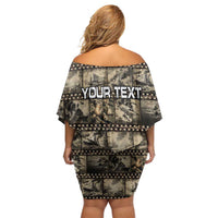 Pearl Harbor Remembrance Day Personalized Off Shoulder Short Dress Memories of December 7 with Red Poppy Lei - Polynesian Pride