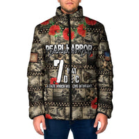 Pearl Harbor Remembrance Day Personalized Padded Jacket Memories of December 7 with Red Poppy Lei LT03 Men Beige - Polynesian Pride