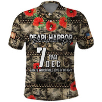 Pearl Harbor Remembrance Day Personalized Polo Shirt Memories of December 7 with Red Poppy Lei - Polynesian Pride