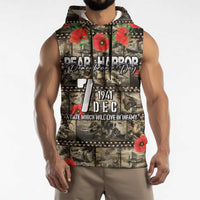 Pearl Harbor Remembrance Day Personalized Sleeveless Hoodie Memories of December 7 with Red Poppy Lei LT03 - Polynesian Pride