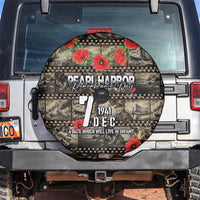 Pearl Harbor Remembrance Day Spare Tire Cover Memories of December 7 with Red Poppy Lei - Polynesian Pride