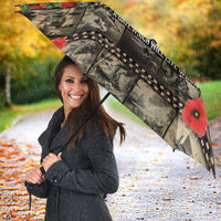 Pearl Harbor Remembrance Day Umbrella Memories of December 7 with Red Poppy Lei - Polynesian Pride