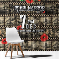 Pearl Harbor Remembrance Day Window Curtain Memories of December 7 with Red Poppy Lei LT03 - Polynesian Pride