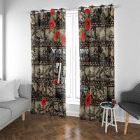Pearl Harbor Remembrance Day Window Curtain Memories of December 7 with Red Poppy Lei LT03 With Grommets Beige - Polynesian Pride