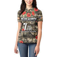 Pearl Harbor Remembrance Day Personalized Women Polo Shirt Memories of December 7 with Red Poppy Lei - Polynesian Pride
