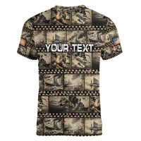 Pearl Harbor Remembrance Day Personalized Women V-Neck T-Shirt Memories of December 7 with Red Poppy Lei - Polynesian Pride