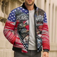 Pearl Harbor Remembrance Day Personalized Bomber Puffer Jacket Lest We Forget - The Bald Eagle Remembers LT03 - Polynesian Pride