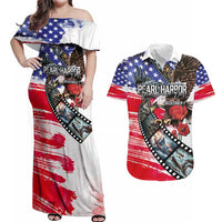 Pearl Harbor Remembrance Day Personalized Couples Matching Off Shoulder Maxi Dress and Hawaiian Shirt Lest We Forget - The Bald Eagle Remembers LT03 White - Polynesian Pride