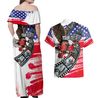 Pearl Harbor Remembrance Day Personalized Couples Matching Off Shoulder Maxi Dress and Hawaiian Shirt Lest We Forget - The Bald Eagle Remembers LT03 - Polynesian Pride