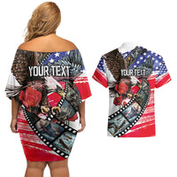 Pearl Harbor Remembrance Day Personalized Couples Matching Off Shoulder Short Dress and Hawaiian Shirt Lest We Forget - The Bald Eagle Remembers LT03 - Polynesian Pride