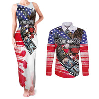 Pearl Harbor Remembrance Day Personalized Couples Matching Tank Maxi Dress and Long Sleeve Button Shirt Lest We Forget - The Bald Eagle Remembers LT03 White - Polynesian Pride