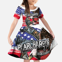 Pearl Harbor Remembrance Day Personalized Family Matching Puletasi and Hawaiian Shirt Lest We Forget - The Bald Eagle Remembers LT03 Daughter's Dress White - Polynesian Pride