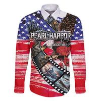 Pearl Harbor Remembrance Day Personalized Family Matching Puletasi and Hawaiian Shirt Lest We Forget - The Bald Eagle Remembers LT03 Dad's Shirt - Long Sleeve White - Polynesian Pride