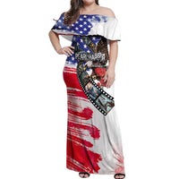 Pearl Harbor Remembrance Day Personalized Off Shoulder Maxi Dress Lest We Forget - The Bald Eagle Remembers - Polynesian Pride