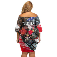 Pearl Harbor Remembrance Day Personalized Off Shoulder Short Dress Lest We Forget - The Bald Eagle Remembers - Polynesian Pride