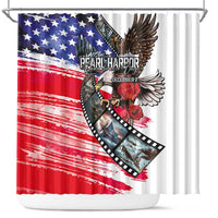 Pearl Harbor Remembrance Day Shower Curtain Lest We Forget - The Bald Eagle Remembers - Polynesian Pride