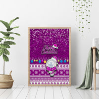 Palau Christmas Canvas Wall Art Snowman Hugs Palau Coat of Arms Maori Pattern Pink Style LT03 - Polynesian Pride