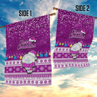 Palau Christmas Garden Flag Snowman Hugs Palau Coat of Arms Maori Pattern Pink Style LT03 - Polynesian Pride