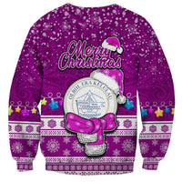 Palau Christmas Sweatshirt Snowman Hugs Palau Coat of Arms Maori Pattern Pink Style LT03 - Polynesian Pride
