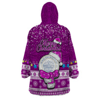 Palau Christmas Wearable Blanket Hoodie Snowman Hugs Palau Coat of Arms Maori Pattern Pink Style LT03 - Polynesian Pride