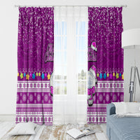 Palau Christmas Window Curtain Snowman Hugs Palau Coat of Arms Maori Pattern Pink Style LT03 - Polynesian Pride