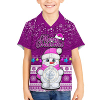 Personalised Palau Christmas Hawaiian Shirt Snowman Hugs Palau Coat of Arms Maori Pattern Pink Style LT03 - Polynesian Pride