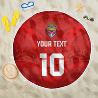Custom Mate Ma'a Tonga Rugby Beach Blanket Ngatu Tribal Motifs Sporty Style - Polynesian Pride