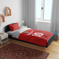 Custom Mate Ma'a Tonga Rugby Bedding Set Ngatu Tribal Motifs Sporty Style - Polynesian Pride