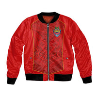 Custom Mate Ma'a Tonga Rugby Bomber Jacket Ngatu Tribal Motifs Sporty Style - Polynesian Pride