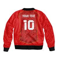 Custom Mate Ma'a Tonga Rugby Bomber Jacket Ngatu Tribal Motifs Sporty Style - Polynesian Pride