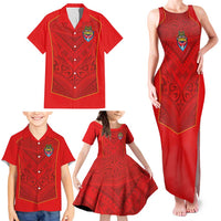 Custom Mate Ma'a Tonga Rugby Family Matching Tank Maxi Dress and Hawaiian Shirt Ngatu Tribal Motifs Sporty Style - Polynesian Pride