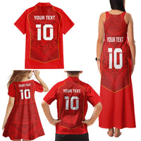 Custom Mate Ma'a Tonga Rugby Family Matching Tank Maxi Dress and Hawaiian Shirt Ngatu Tribal Motifs Sporty Style - Polynesian Pride