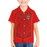 Custom Mate Ma'a Tonga Rugby Kid Hawaiian Shirt Ngatu Tribal Motifs Sporty Style - Polynesian Pride
