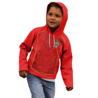 Custom Mate Ma'a Tonga Rugby Kid Hoodie Ngatu Tribal Motifs Sporty Style - Polynesian Pride