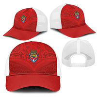 Mate Ma'a Tonga Rugby Mesh Trucker Cap Ngatu Tribal Motifs Sporty Style - Polynesian Pride