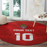 Custom Mate Ma'a Tonga Rugby Round Carpet Ngatu Tribal Motifs Sporty Style - Polynesian Pride