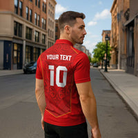 Custom Mate Ma'a Tonga Rugby Zipper Polo Shirt Ngatu Tribal Motifs Sporty Style - Polynesian Pride