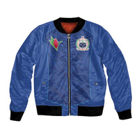 Custom Samoa Rugby Bomber Jacket Tatau Tribal Motifs Sporty Style LT03 Unisex Blue - Polynesian Pride