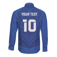 Custom Samoa Rugby Long Sleeve Button Shirt Tatau Tribal Motifs Sporty Style LT03 - Polynesian Pride