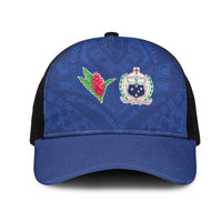 Samoa Rugby Mesh Trucker Cap Tatau Tribal Motifs Sporty Style LT03 One Size Black Blue - Polynesian Pride