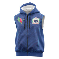 Custom Samoa Rugby Sleeveless Zip Hoodie Tatau Tribal Motifs Sporty Style LT03 Blue - Polynesian Pride